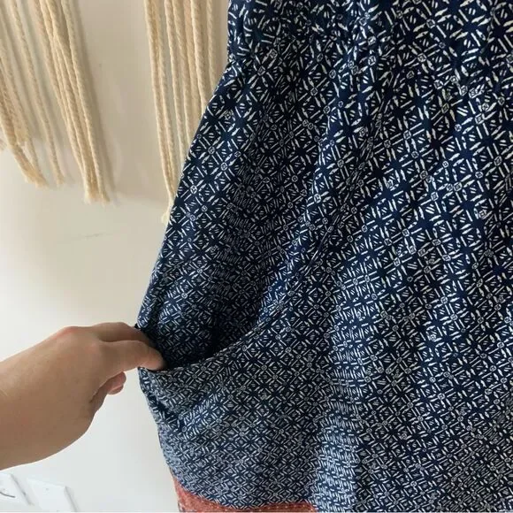 PATAGONIA Women’s Lost Wildflower Dress Sunburst Crux Navy Pockets Size Large - Picture 5 of 14